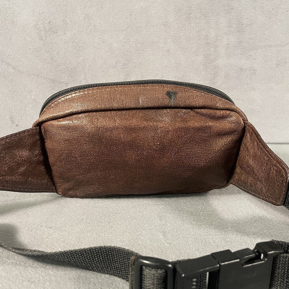 Vintage Eddie Bauer Brown Leather Crossbody Belt Bag Fanny Pack - Picture 6 of 7